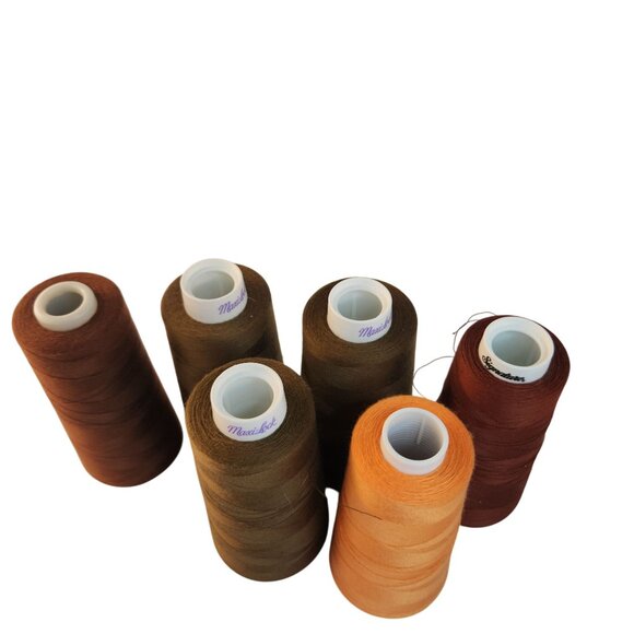 Maxi-Lock & Signature Sewing Thread Cones - Set Of 6 Brown & Orange Hues - Picture 3 of 8